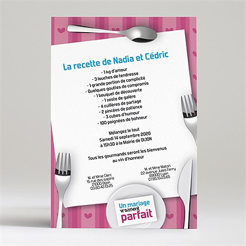 Faire-part mariage un mariage vraiment parfait - Verso du faire-part