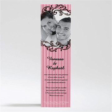 Remerciement mariage carte baroque rose