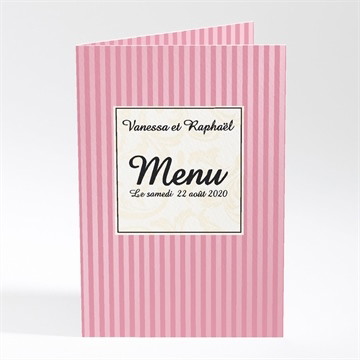 Menu mariage carte baroque rose