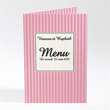 Menu mariage carte baroque rose