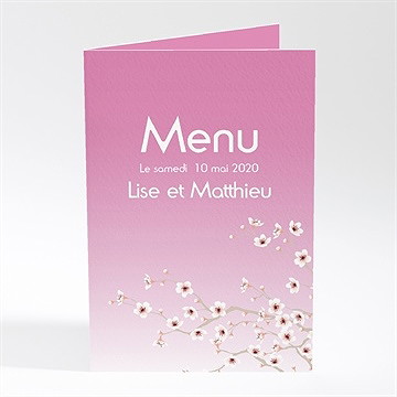 Menu mariage jolie carte invitation mariage