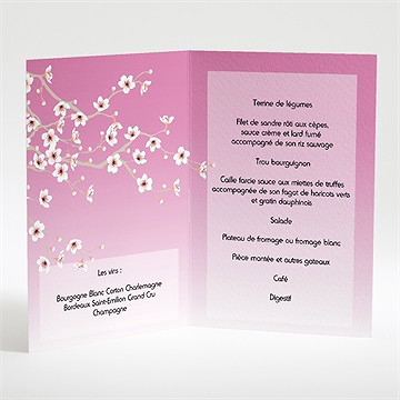 Menu mariage jolie carte invitation mariage - Intérieur du menu