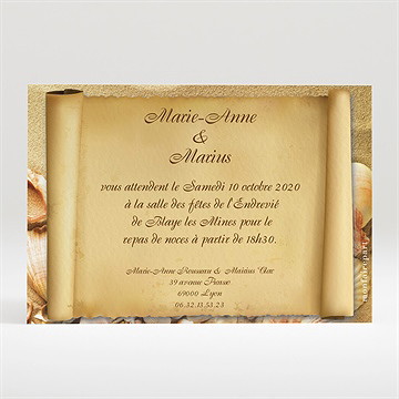 Carton d'invitation mariage parchemin vintage