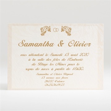 Carton d'invitation mariage beige et blanc