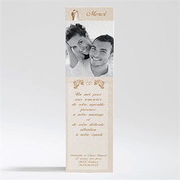 Remerciement mariage beige et blanc