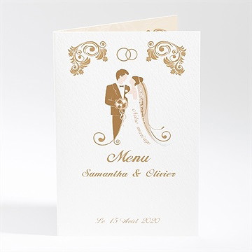 Menu mariage beige et blanc