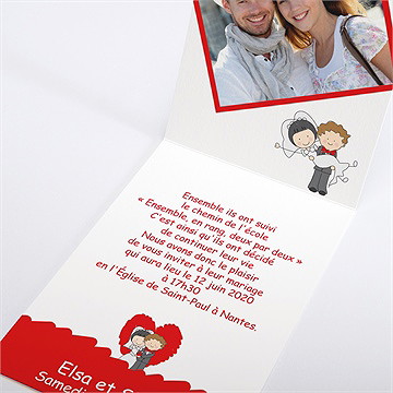 Faire-part mariage les 2 mariés illustrés - Intérieur du faire-part