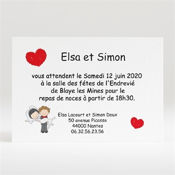 Carton d'invitation mariage les 2 mariés illustrés