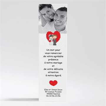 Remerciement mariage les 2 mariés illustrés