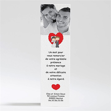 Remerciement mariage les 2 mariés illustrés