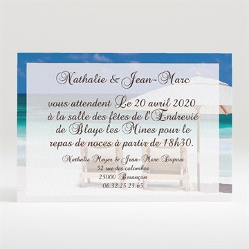 Carton d'invitation mariage sable fin et mer turquoise...