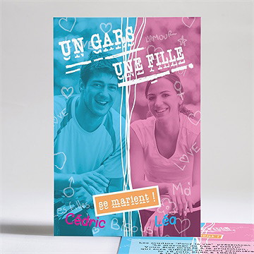 Faire-part mariage un gars une fille se marient !