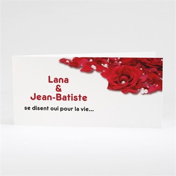 Faire-part mariage roses rouge et perles