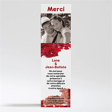 Remerciement mariage roses rouge et perles