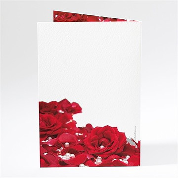 Menu mariage roses rouge et perles - Dos du menu