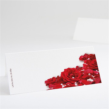 Marque-place mariage roses rouge et perles