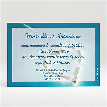 Carton d'invitation mariage eaux turquoises océan