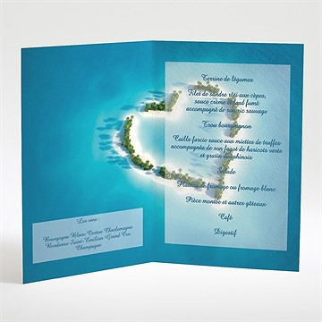 Menu mariage eaux turquoises océan - Intérieur du menu