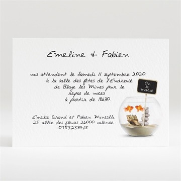 Carton d'invitation mariage comme des poissons dans l'eau