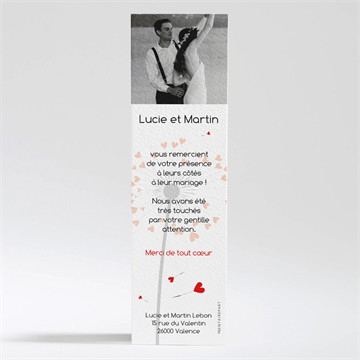 Remerciement mariage un oui en photo plié