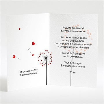 Menu mariage un oui en photo - Intérieur du menu