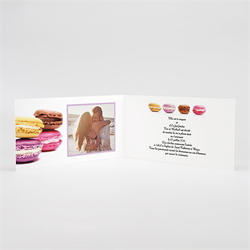 Faire-part mariage jolis macarons - Intérieur du faire-part