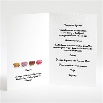 Menu mariage jolis macarons - Intérieur du menu