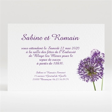 Carton d'invitation mariage fleurs au vent