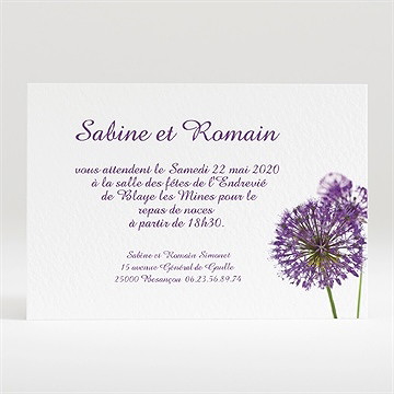 Carton d'invitation mariage fleurs au vent