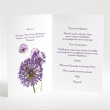 Menu mariage fleurs au vent - Intérieur du menu