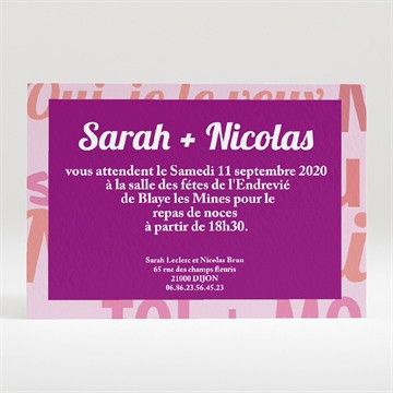 Carton d'invitation mariage gros coeur