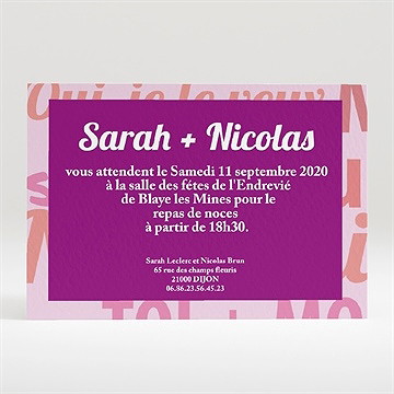 Carton d'invitation mariage gros coeur
