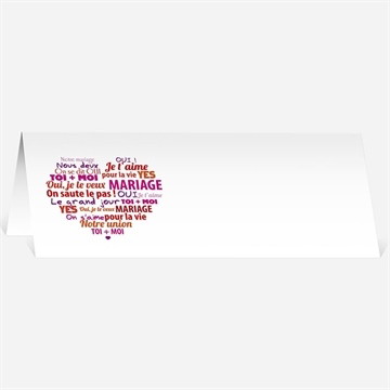Marque-place mariage gros coeur