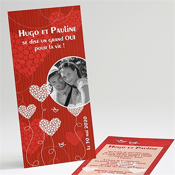 Faire-part mariage rouge et romantique