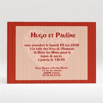 Carton d'invitation mariage rouge et romantique