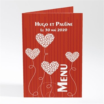 Menu mariage rouge et romantique