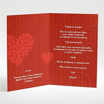 Menu mariage rouge et romantique - Intérieur du menu
