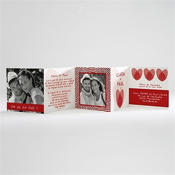 Faire-part mariage empreintes rouges - Intérieur du faire-part