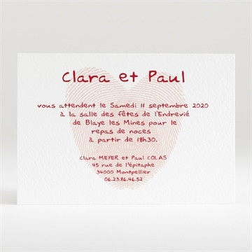 Carton d'invitation mariage empreintes rouges