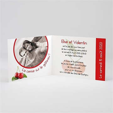 Faire-part mariage jolie cerise - Intérieur du faire-part