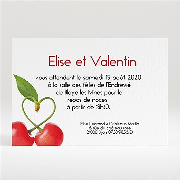 Carton d'invitation mariage jolie cerise