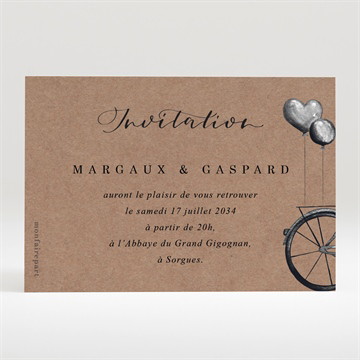 Carton d'invitation mariage vélo vintage