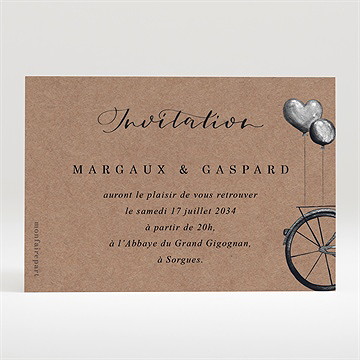 Carton d'invitation mariage vélo vintage
