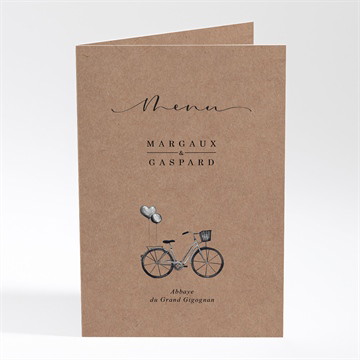 Menu mariage vélo vintage or