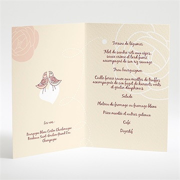 Menu mariage original beige photo - Intérieur du menu