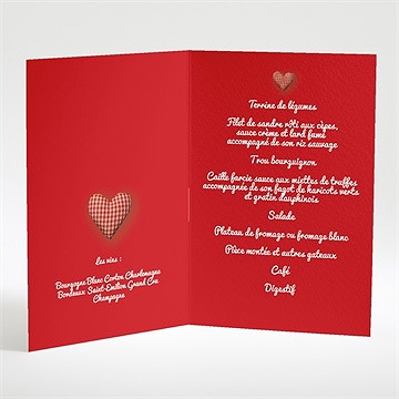 Menu mariage idylle - Intérieur du menu