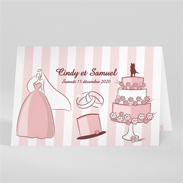 Faire-part mariage rayures blanches et beiges