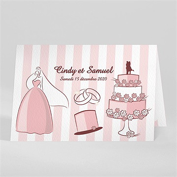 Faire-part mariage rayures blanches et beiges