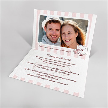 Faire-part mariage rayures blanches et beiges - Intérieur du faire-part