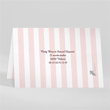 Faire-part mariage rayures blanches et beiges - Dos du faire-part